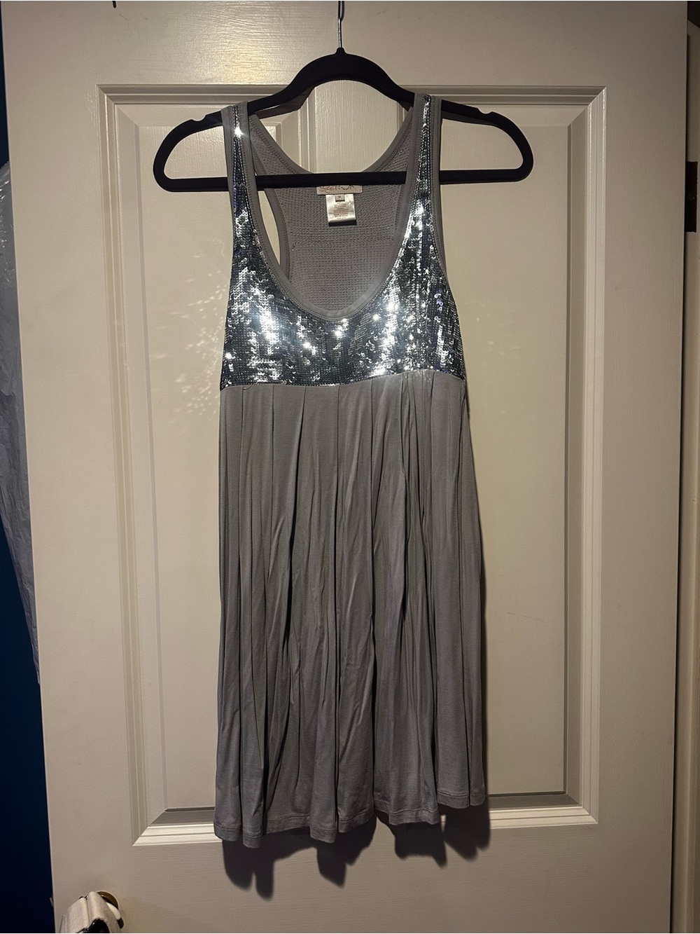 LaRok Silver Sequined Gray Mini Dress